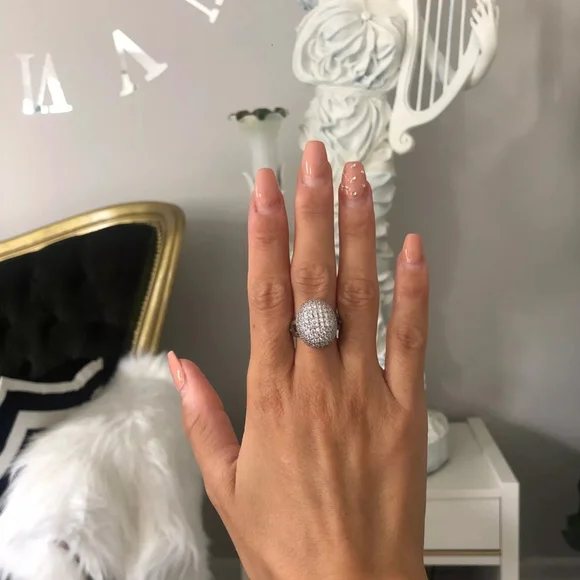 New Silver Fashion Wide Coctail Diamond Ring - Picture 3 of 3